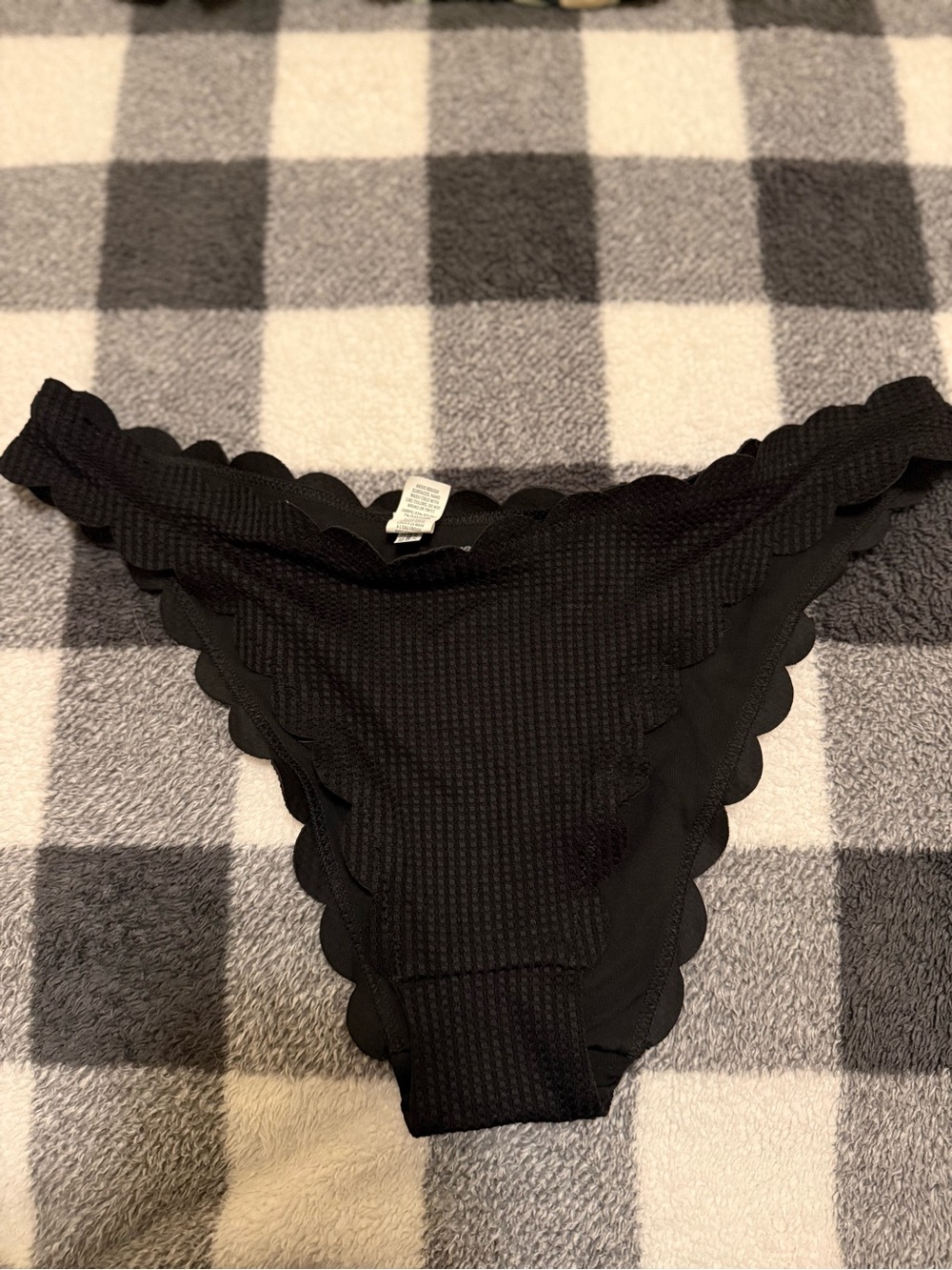 aerie Black Scalloped Bikini Bottom